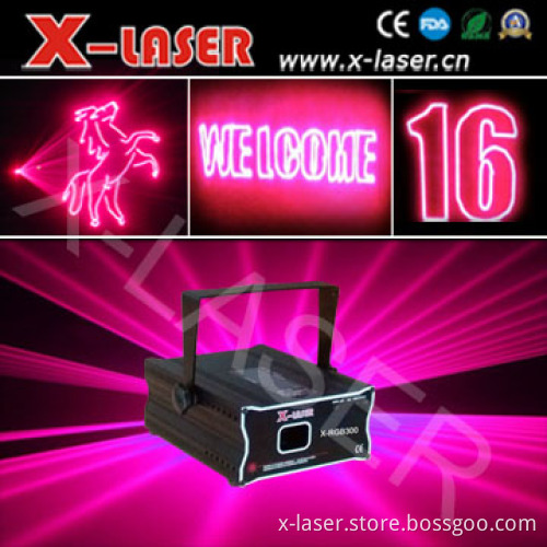Having CE, FDA, RoHS Certification+15kpps Scanning Speed 250mw Pink Animation Laser Light (635nm Red light) Play DMX512